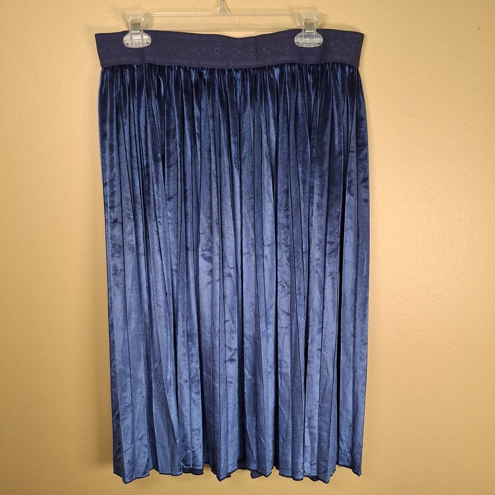 Lularoe Velvet XL Jill Pleated‎ Skirt Blue Loose Pleats Elastic Waist Stretch